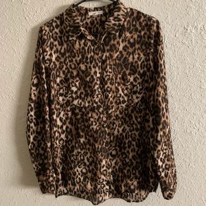 Leopard print button up blouse